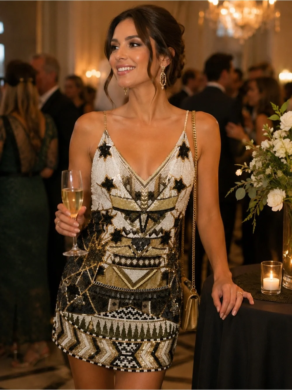 Anthropologie Bendito Pie Sequin Mini Dress size M EUC